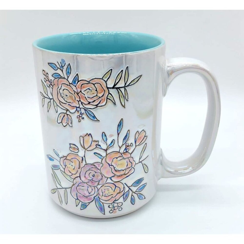 Iridescent Floral Tea Coffee Mug 18oz by Spectrum Designz
